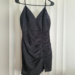 Chic Black Strapless Dress with Ruched Detail